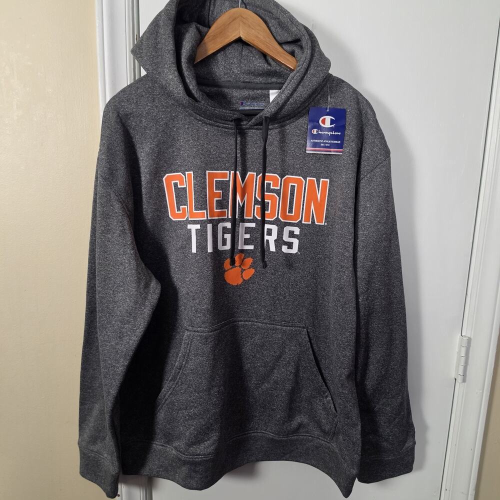 NEW Clemson Tigers Hoodie Sweatshirt Size L Orange Champion NCAA Football Men